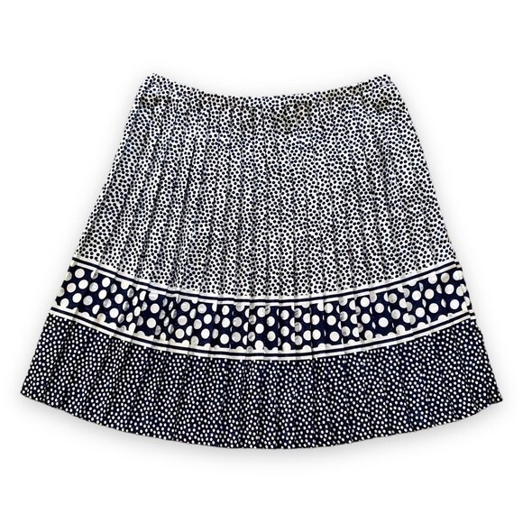 Rich Miss Navy Blue & White Polka Dot Pleated Midi Skirt Size 16 - Picture 1 of 4